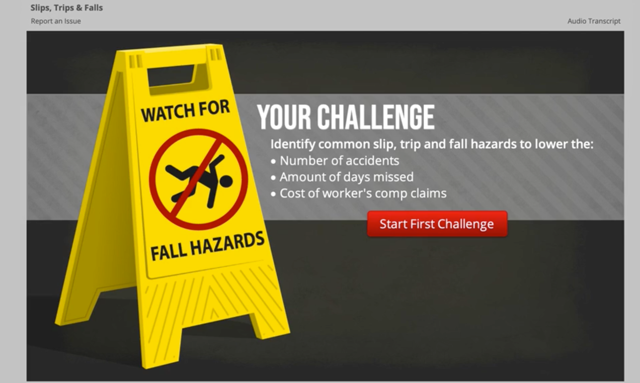 Slip trip and fall prevention training screenshot