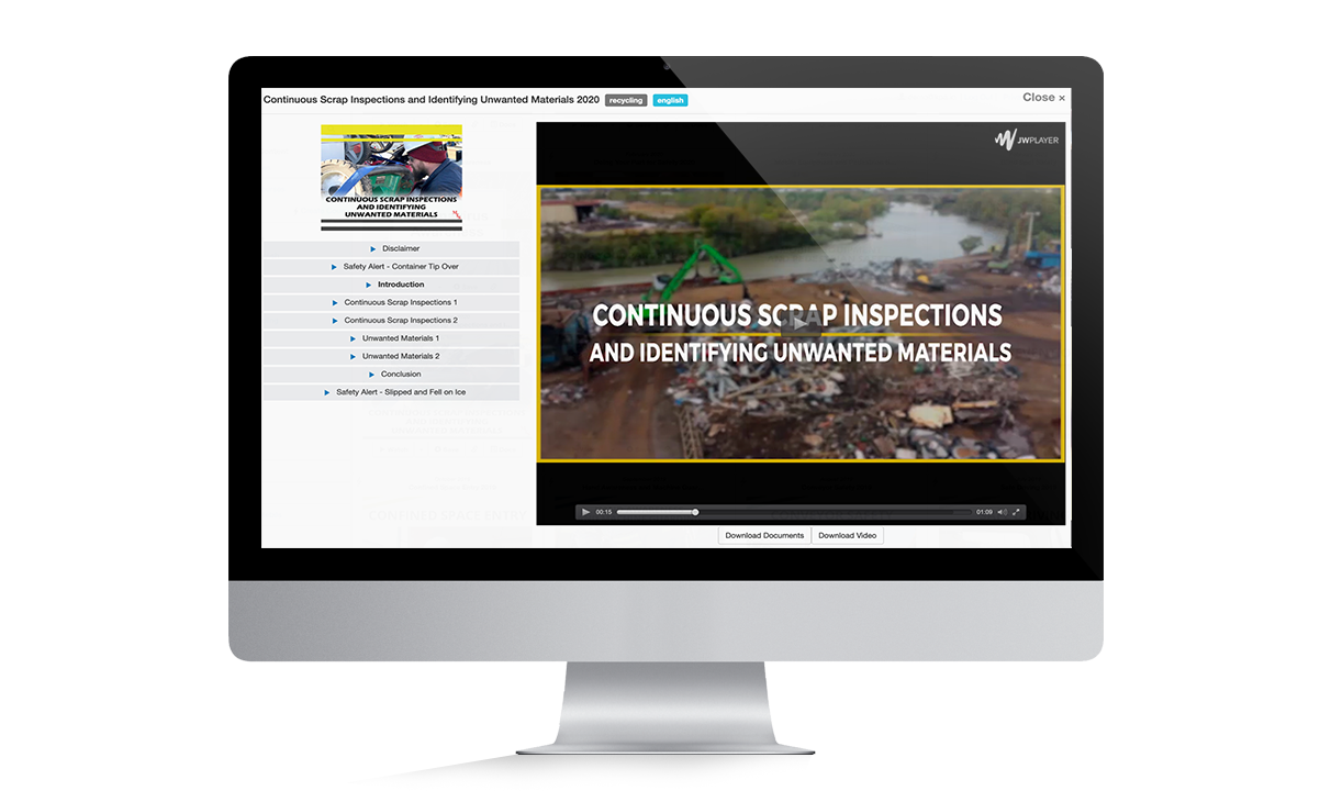 Scrap Inspections Monitor for Training page