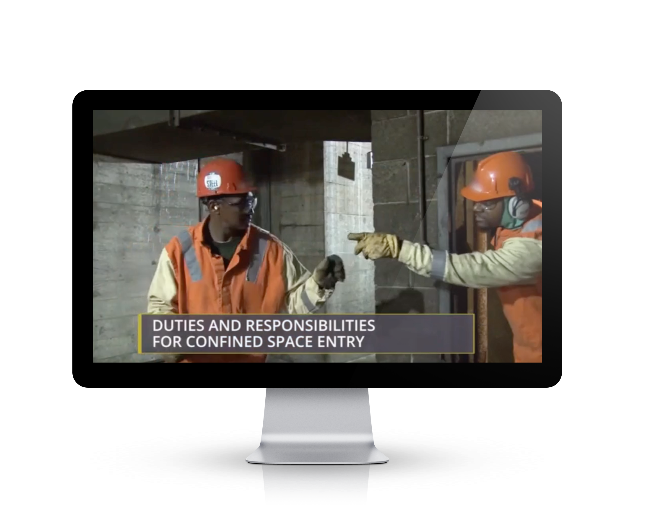 Confined Spaces Steel training video screen shot on an Video Base