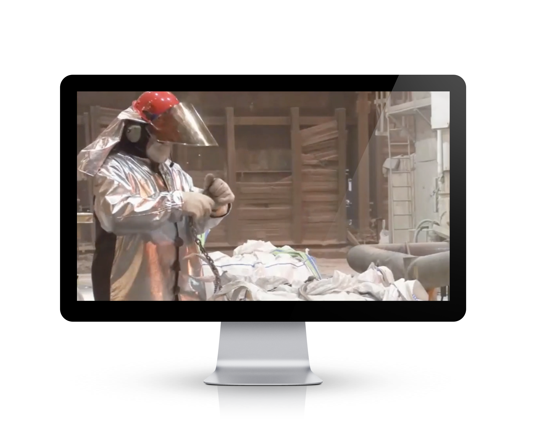 PPE Hearing Conservation Pipe and Wire training video image overlaid onto a Video Base