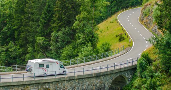 camper on a road